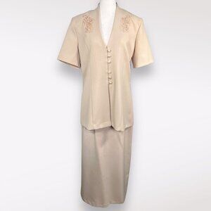 Vintage 80s Sequin Jacket + Skirt Suit Set Pride & Joy Size 14